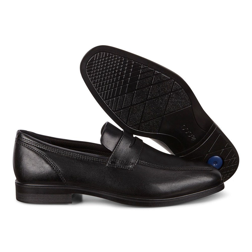 ECCO Mens Loafers Black - Queenstown Penny - PGK-328651